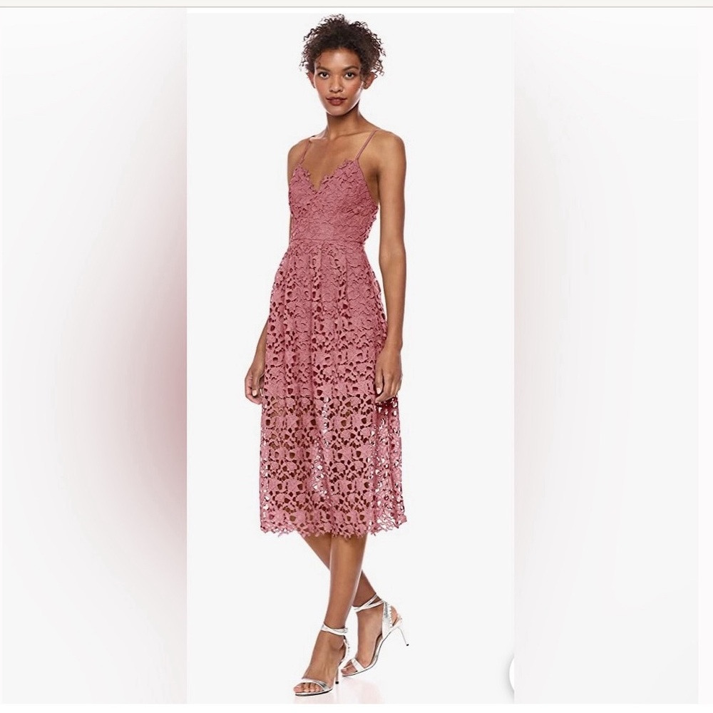 Astr The Label | Lace A-Line Midi Dress Pink Mauve Size L